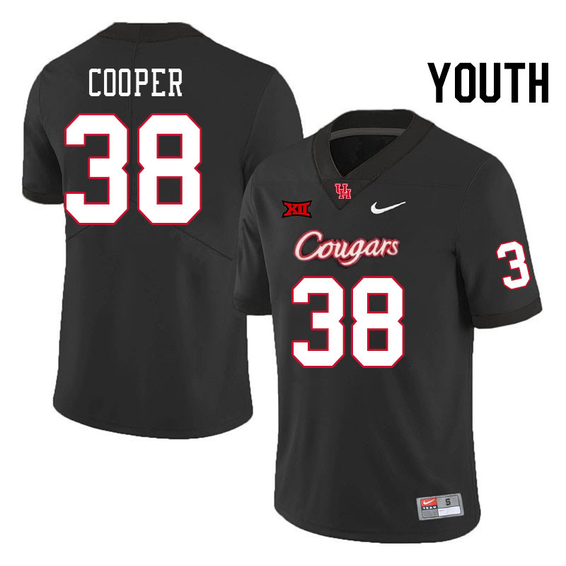 Youth #38 Hamilton Cooper Houston Cougars Big 12 XII College Football Jerseys Stitched-Black
